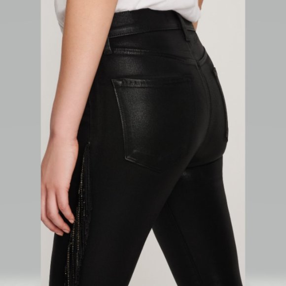 J Brand x Halpern Fringe Stellar Jeans Skinny Black Size 26 NWT - Picture 2 of 12